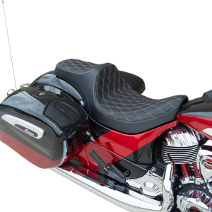 DRAG SPECIALTIES Predator III Seat - Double Diamond - Silver Stitching - Vinyl - '14-'22 Indian 0810-2263