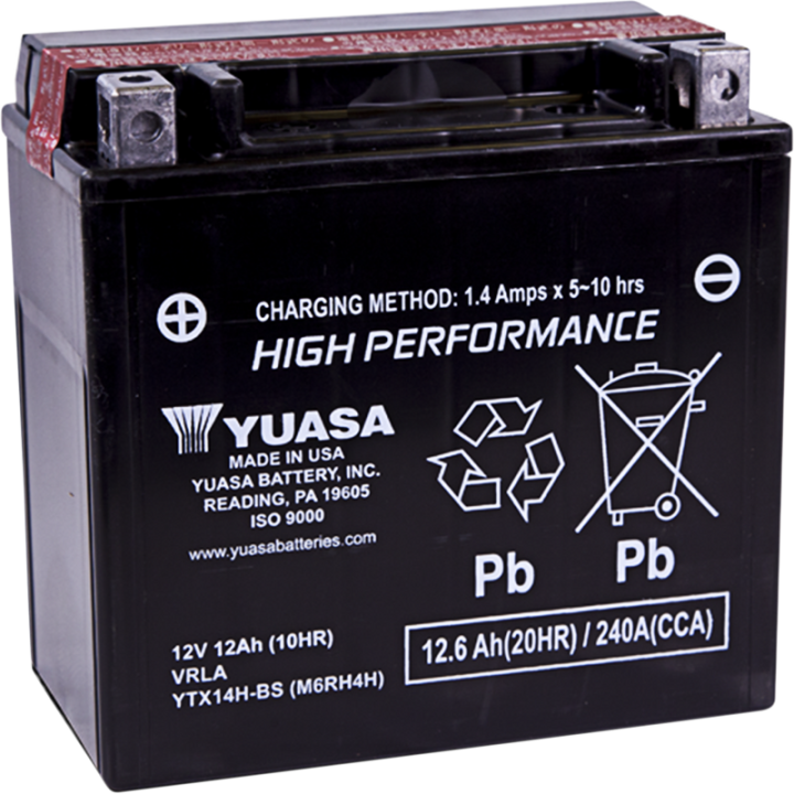 YUASA AGM Battery - YTX14H-BS .69L YUAM6RH4H