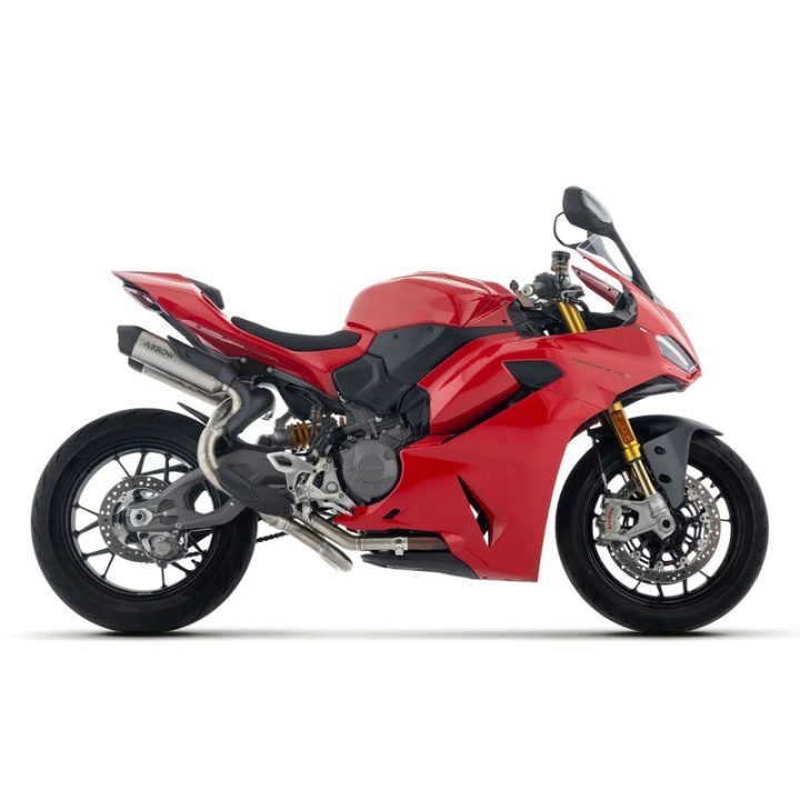 Arrow Ducati Panigale V2/V2s E5+ 2025 Rh/Lh Round Sil Titanium Silencers + Stainless Steel Link Pipe - 77004pr