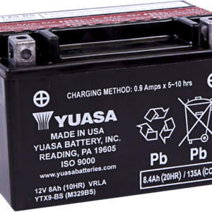 YUASA AGM Battery - YTX9-BS .40 L YUAM329BSTWN