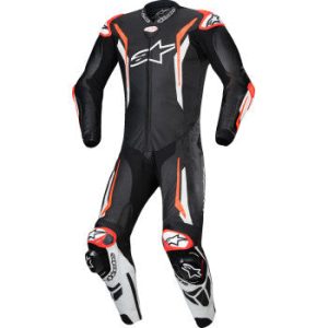 ALPINESTARS GP Tech v5 1-Piece Leather Suit - Black/White/Red Fluo - US 38 / EU 48 3150226-1231-48