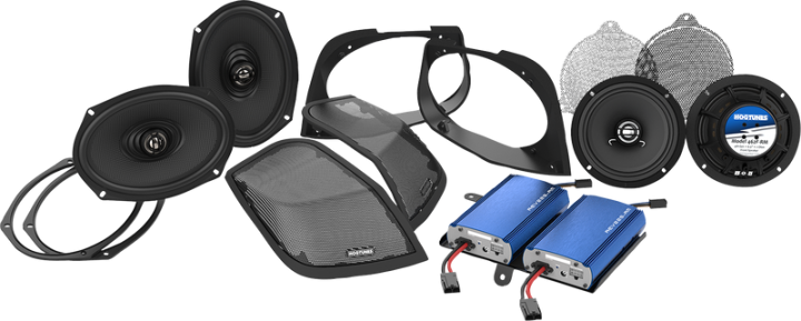 HOGTUNES Cut In Lid Kit with Speakers/Amplifier RETRO 450.4 KIT