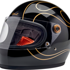 BILTWELL Gringo S Helmet - Gloss Black Flames - Small 1003-567-502