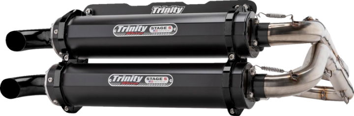 TRINITY RACING Dual Exhaust - Cerakote Black RZR RS1 4x4 2018-2022 TR-4166D-C2