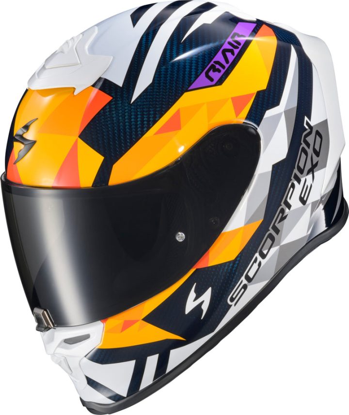 Exo-R1 Air Full Face Helmet Carbon Rastor Or/Wht/Blue Md