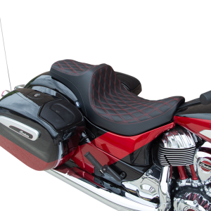DRAG SPECIALTIES Predator III Seat - Double Diamond - Red Stitching - Vinyl - '14-'22 Indian 0810-2264