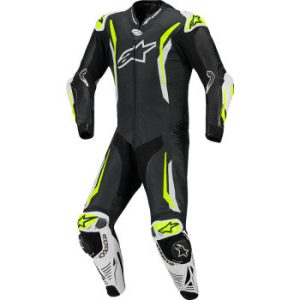 ALPINESTARS GP Tech v5 1-Piece Leather Suit - Black/White/Yellow Fluo - US 48 / EU 58 3150226-125-58