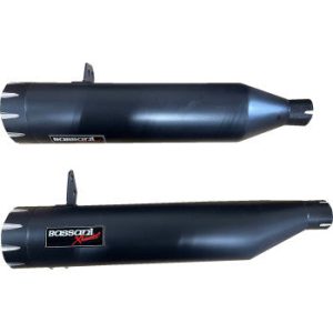 BASSANI XHAUST 4" Slip-On Muffler Black billet end caps for Indian Chief 2022-2023 8CH17B