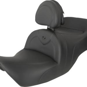 SADDLEMEN RoadSofa Seat - with Backrest - Black w/ Black Stitching - GL1800 '01-'10 H01-07-187BR