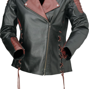 Z1R Women's Combiner Leather Jacket - Black/Red - XL 2813-1013