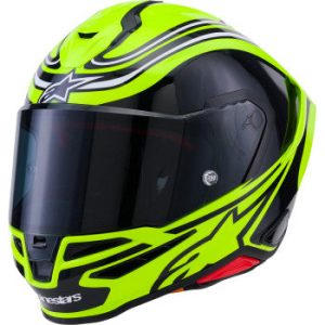 IN STOCK OPEN BOX ALPINESTARS Supertech R7 Helmet - Zeal - 22.06 - Gloss Yellow Fluo/Black/White - Medium 8202826-5021-M