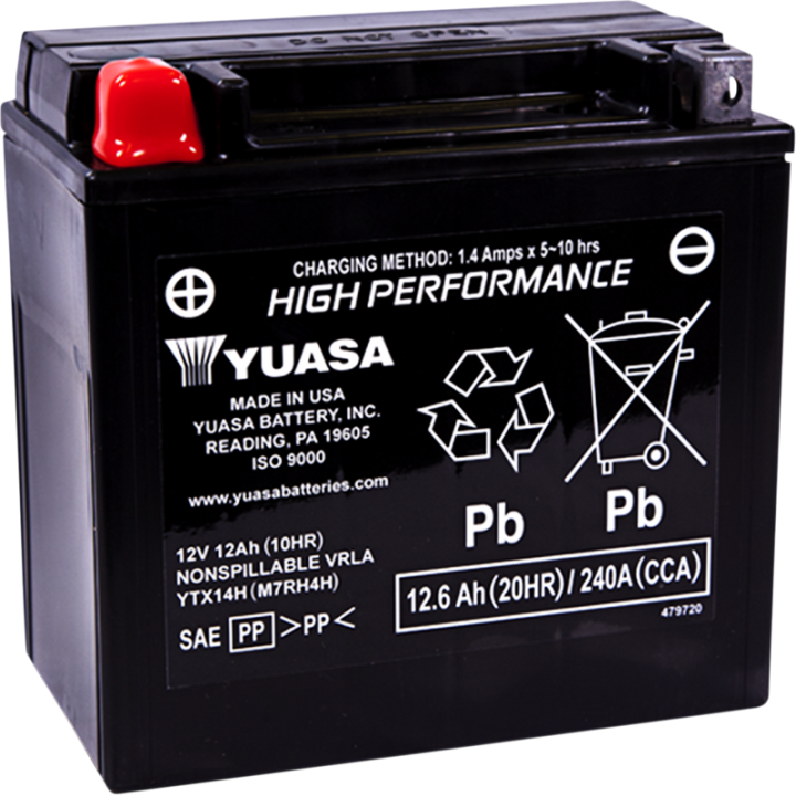 YUASA AGM Battery - YTX14H YUAM7RH4H