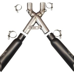 Voodoo Shorty Exhaust ,Black Exhaust dual slip on Hayabusa 22-24 G3 VEBUSAM2CDB