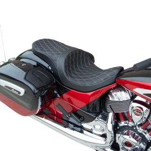 DRAG SPECIALTIES Low Profile Touring Seat - Double Diamond - Silver Stitch - Solar Refelctive - '14-'22 Indian 0810-2275