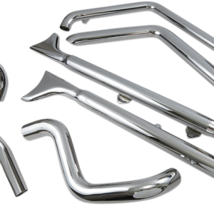 BASSANI XHAUST Chrome True Duals w/3 in. 2.25" Fishtail Mufflers with Baffles for '07-'15 Softail 1S66E-33 1800-1743