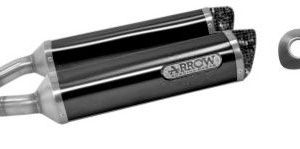 Arrow Yamaha R1 2007-2008 Homologated Aluminium Dark Rh+Lh Thunder Silencers With Carbon End Cap 71719akn
