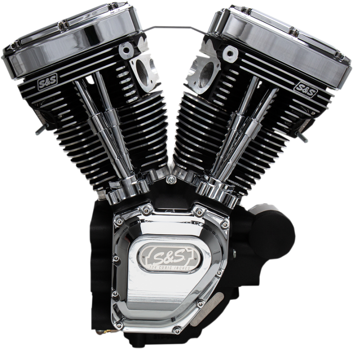 S&S CYCLE T124 Long Block Engine - Wrinkle Black and Chrome - Touring 310-0400A