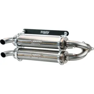 TRINITY RACING Dual Slip-On Mufflers - Brushed Stainless Steel RZR XP 1000 2024 TR-4186S-SS