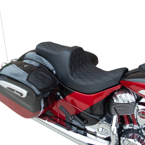 DRAG SPECIALTIES Predator III Seat - Forward Positioning - Double Diamond - Black Stitching - '14-'22 Indian 0810-2270