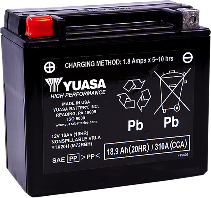 YUASA AGM Battery - YTX20H YUAM72RBH