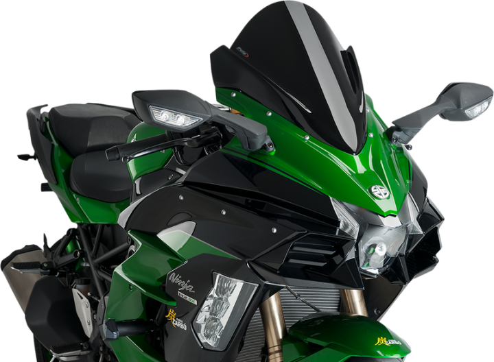 PUIG HI-TECH PARTS Race Windscreen - Black - Kawasaki 9704N