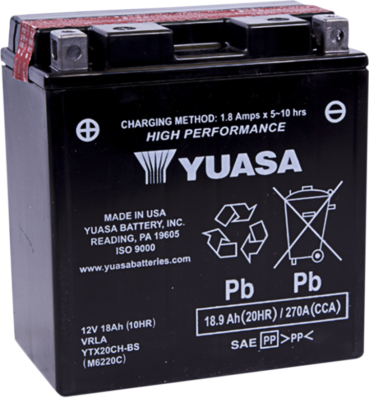 YUASA AGM Battery - YTX20CH-BS .82 L YUAM6220C