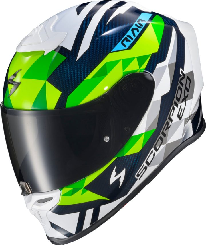 Exo-R1 Air Full Face Helmet Carbon Rastor Wht/Grn/Blue Sm