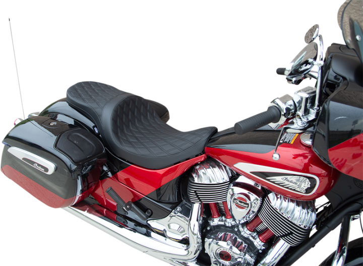 DRAG SPECIALTIES Low Profile Touring Seat - Double Diamond w/ Black Stitching - '14-'22 Indian 0810-2258