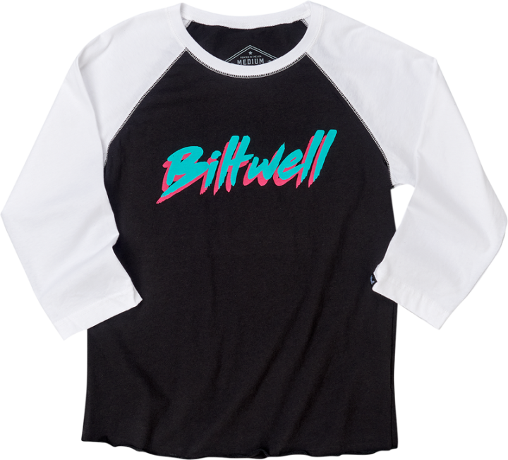 BILTWELL Women's 1985 Raglan T-Shirt - Black/White - Medium 8144-060-003