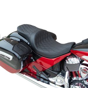 DRAG SPECIALTIES Low Profile Touring Seat - Double Diamond w/ Black Stitching - '14-'22 Indian 0810-2259