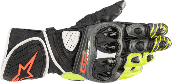 ALPINESTARS GP Plus R v2 Gloves - Metallic Gray/Black/Fluo Yellow/Fluo Red - Medium 3556520-9135-M
