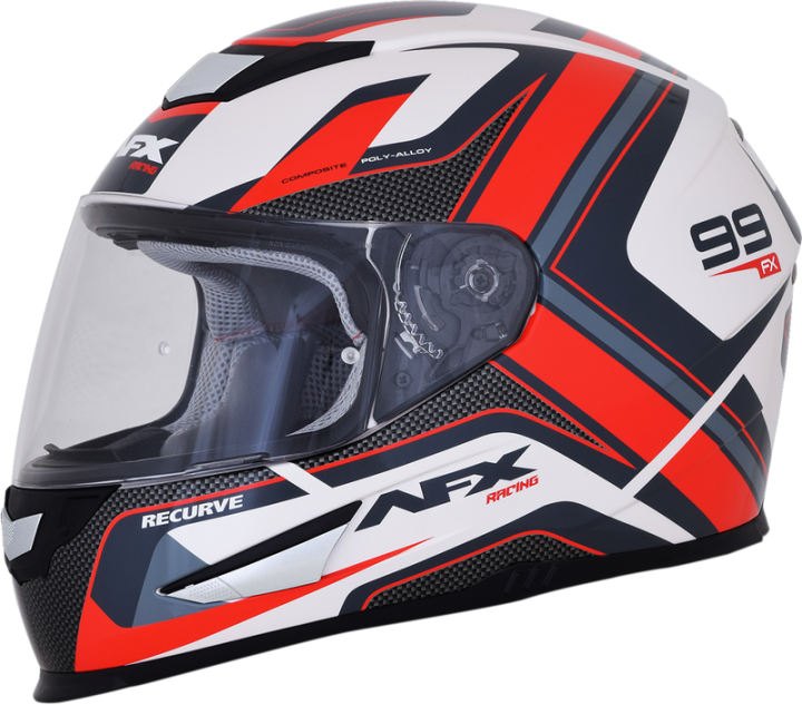 AFX FX-99 Helmet - Recurve - Pearl White/Red - Medium 0101-11127