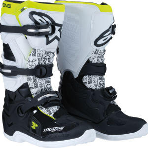 MOOSE RACING Youth Tech 7S Boots - Black/White/Yellow - US 5 0215024-125-5