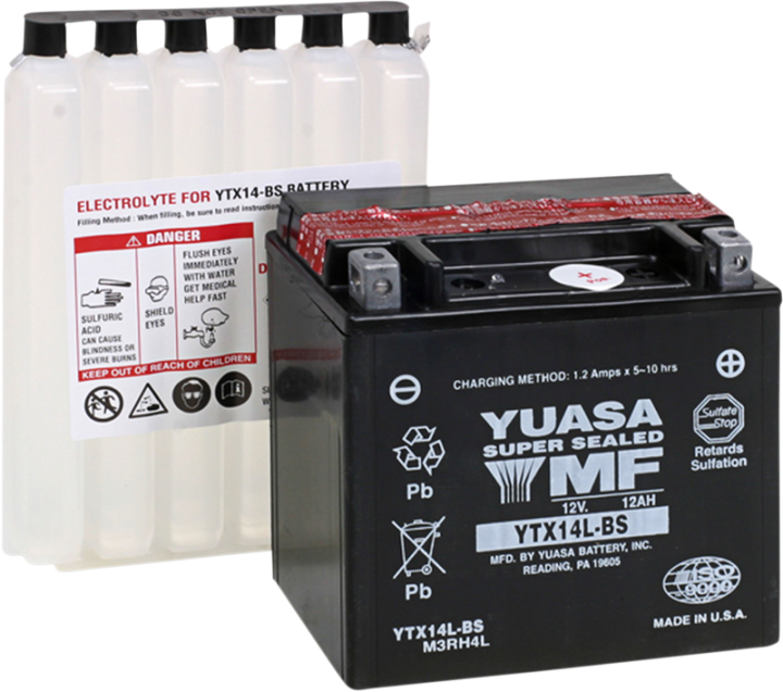 YUASA AGM Battery - YTX14L-BS .69 L YUAM3RH4L