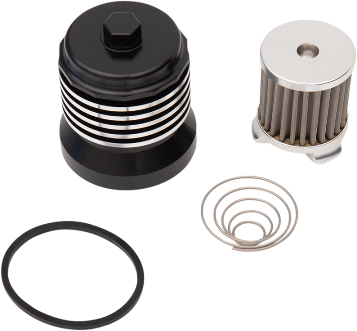 PC RACING Oil Filter - Black/Polished PCS4BC