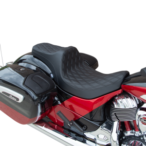 DRAG SPECIALTIES Predator III Seat - Double Diamond - Black Stitching - Vinyl - '14-'22 Indian 0810-2262