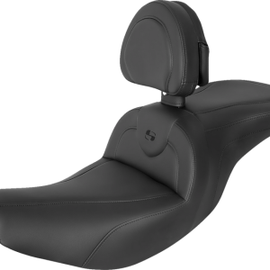 SADDLEMEN RoadSofa Seat - with Backrest - Black w/ Black Stitching - Indian '14-'23 I14-07-187BR