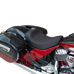 DRAG SPECIALTIES Solo Seat - Double Diamond - Red Stitching - '14-'22 Indian 0810-2269