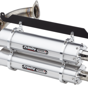 TRINITY RACING Stage 5 Slip-On Dual Muffler - Brushed Aluminum Talon 1000 2019-2024 TR-4169S