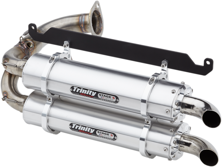 TRINITY RACING Stage 5 Slip-On Dual Muffler - Brushed Aluminum Talon 1000 2019-2024 TR-4169S