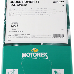 MOTOREX Cross Power Synthetic 4T Engine Oil - 5W-40 - 20L Dispenser Box 196065