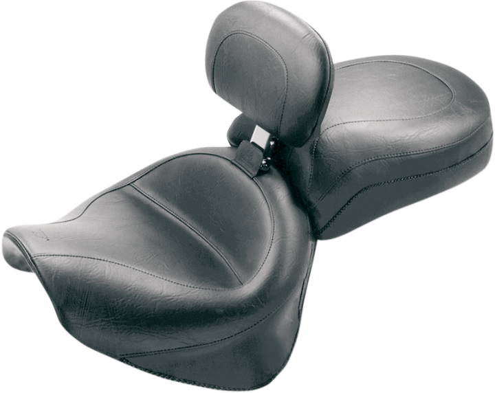 MUSTANG Seat - Vintage - Wide - Touring - With Driver Backrest - Two-Piece - Smooth - Black - Roadstar 79191