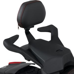 SHOW CHROME Passenger Backrest - Smooth - Black w/Red Stitching - Ryker '20-'22 41-420RED