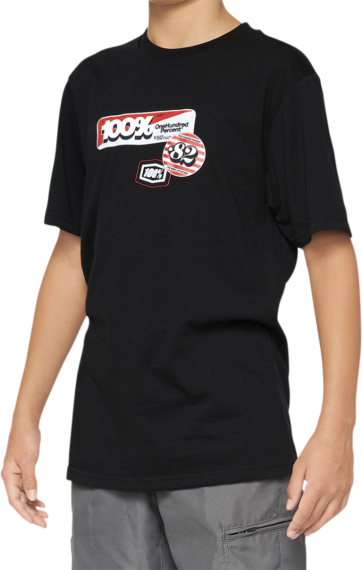 100% Youth Stamps T-Shirt - Black - Small 34021-001-04