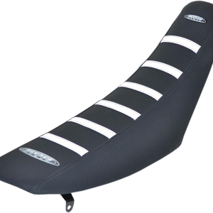 SDG 6-Ribbed Seat Cover - White Ribs/Black Top/Black Sides 95926WK