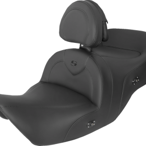 SADDLEMEN Seat - RoadSofa - with Backrest - Black w/ Black Stitching - Heated - GL1800 '01-'10 H01-07-187BRHCT