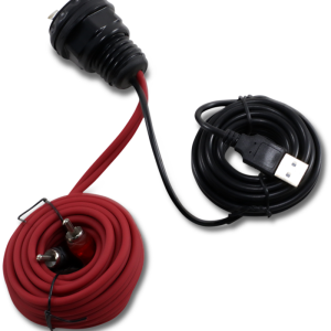 MB QUART Dash-Mounted USB charge port with 3.5 mm Audio Input - Round Port Mount PSAP-2