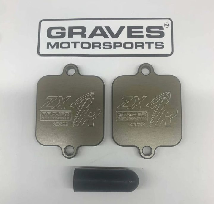 Graves motorsports smog block off plates ZX-4RR 2 / ZX6-R 2009-2026 / ZX10-R 2016-2026 / Z900 2017-2026 / H2 + H2R +SE 2015-2026 / Ninja 1000 2011-2014 AB022