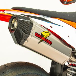Graves Motorsports Titanium Slip-On Exhaust - Carbon End Cap Ktm Sx-F / Husqvarna - Gas Gas 350 /450 2019-2022 Exk-19sxf-Sot