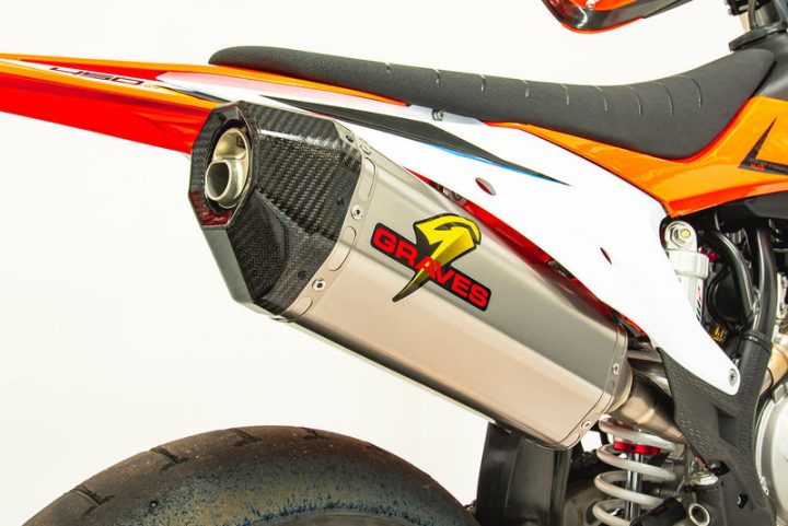 Graves Motorsports Titanium Slip-On Exhaust - Carbon End Cap Ktm Sx-F / Husqvarna - Gas Gas 350 /450 2019-2022 Exk-19sxf-Sot